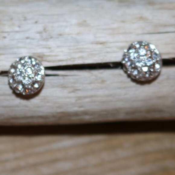 Silver Crystal Sliding Ball Bead Necklace w Matching Stud Earring Set - Picture 3 of 3